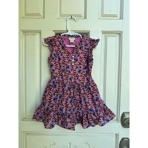 Crewcuts Girls Pink‎ Floral Print Ruffle Sleeve Tiered Dress Size 2